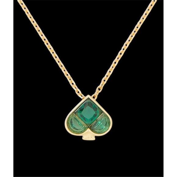 Kate Spade NWT So Spade green crystal spade necklace - Picture 1 of 8